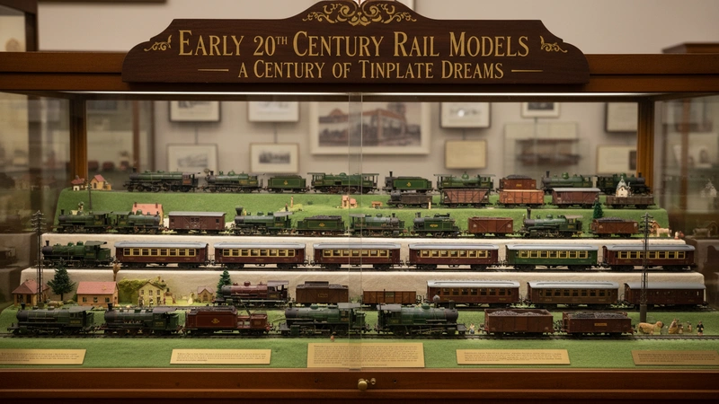 Historical collection of vintage model trains from early 20th century